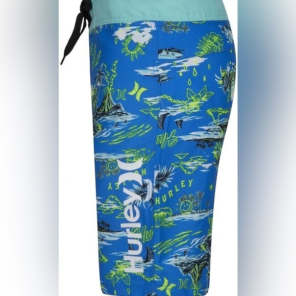 Hurley Big Kids Boys' Blue Board Shorts Swim Trunks Swimwear Size 14 Pool - Picture 3 of 11